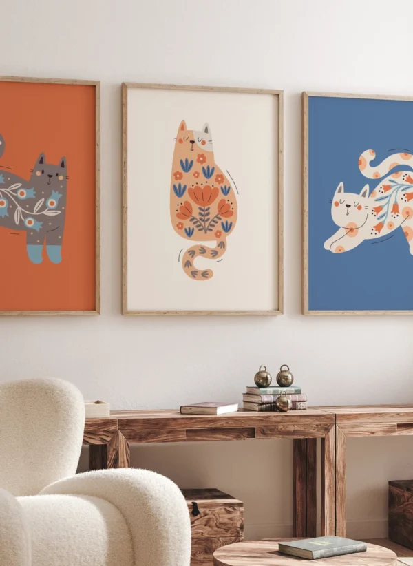 Set de 3 cuadros “Boho Gatos y Flores” - Imagen 8